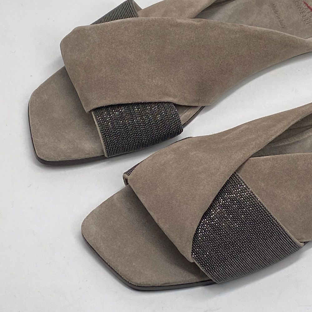 Brunello Cucinelli Monili-Embroidered Suede Slides size 41 - Picture 5 of 11